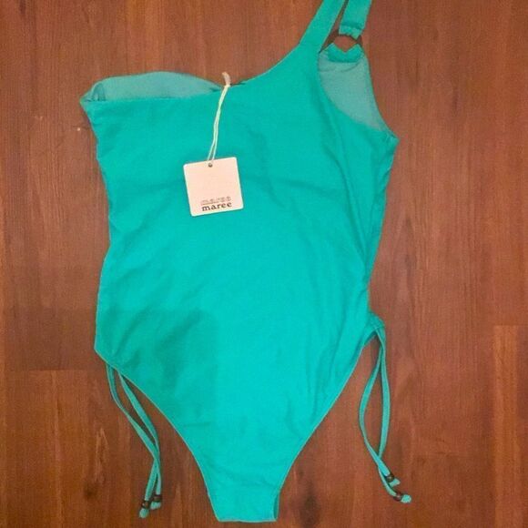 NWT Maree Maree Teal OneShoulder Swimsuit - Picture 3 of 7